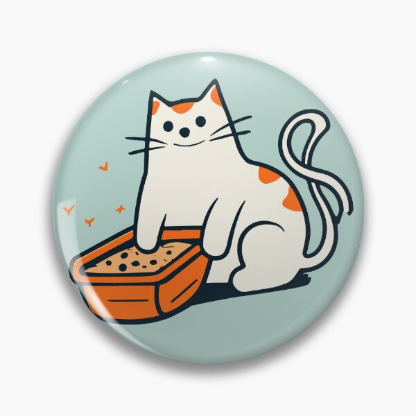 Item preview, cute and smiley black cat sitting in its cat litter box designed and sold by The  Knick Knack Nook.