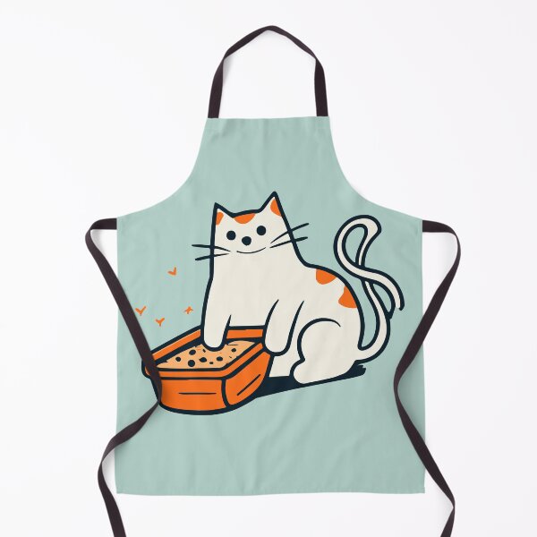 Item preview, cute and smiley black cat sitting in its cat litter box designed and sold by The Knick Knack Nook.