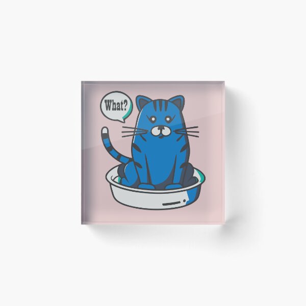 Item preview, cute and smiley black cat sitting in its cat litter box designed and sold by The  Knick Knack Nook.