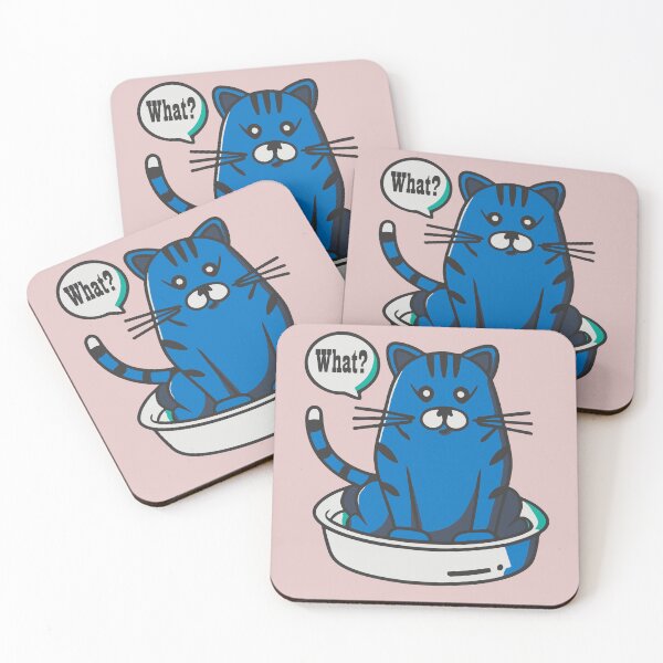 Item preview, cute and smiley black cat sitting in its cat litter box designed and sold by The  Knick Knack Nook.