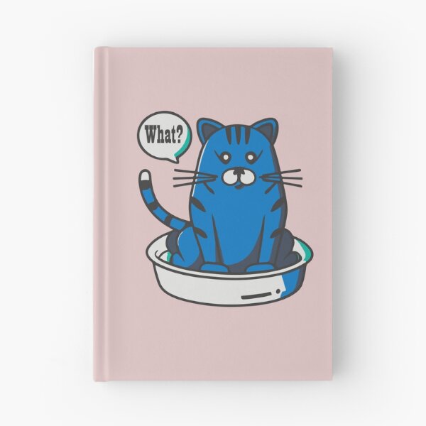 Item preview, cute and smiley black cat sitting in its cat litter box designed and sold by The  Knick Knack Nook.