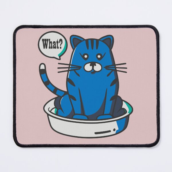 Item preview, cute and smiley black cat sitting in its cat litter box designed and sold by The  Knick Knack Nook.