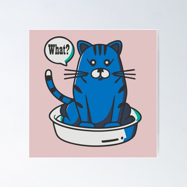 Item preview, cute and smiley black cat sitting in its cat litter box designed and sold by The  Knick Knack Nook.