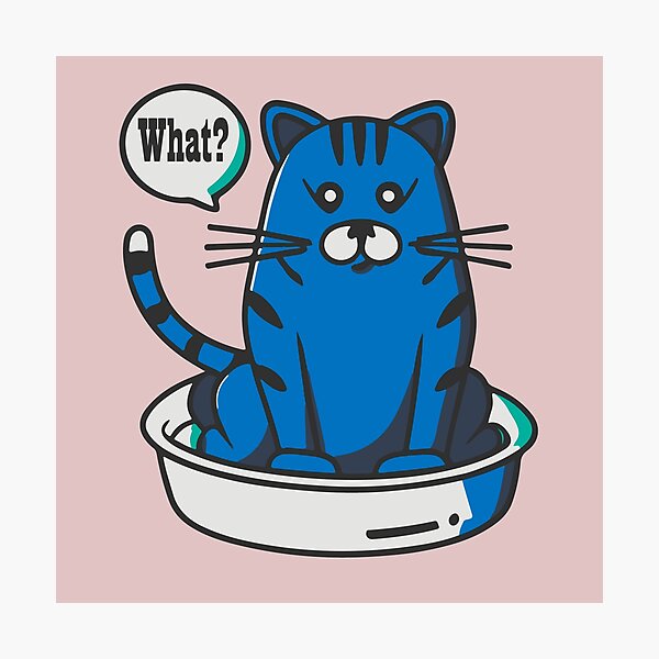 Item preview, cute and smiley black cat sitting in its cat litter box designed and sold by The  Knick Knack Nook.
