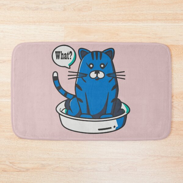 Item preview, cute and smiley black cat sitting in its cat litter box designed and sold by The  Knick Knack Nook.