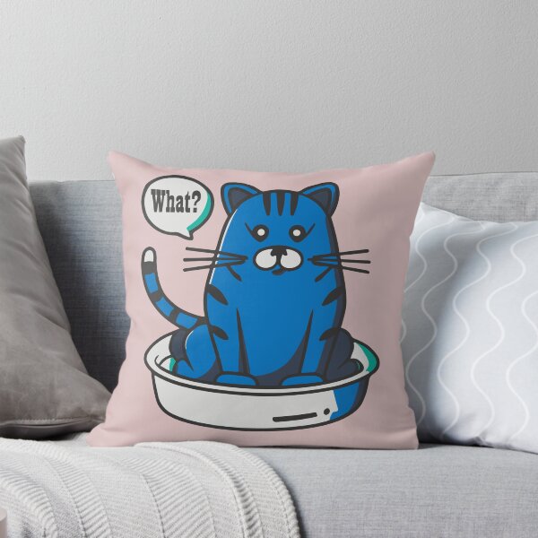 Item preview, cute and smiley black cat sitting in its cat litter box designed and sold by The  Knick Knack Nook.