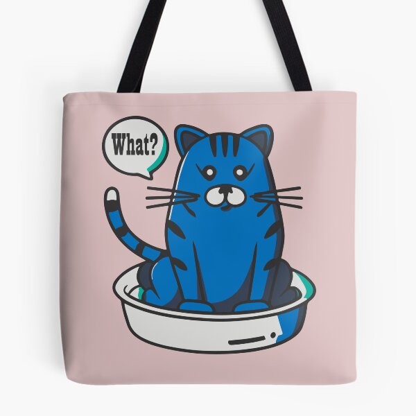 Item preview, cute and smiley black cat sitting in its cat litter box designed and sold by The  Knick Knack Nook.