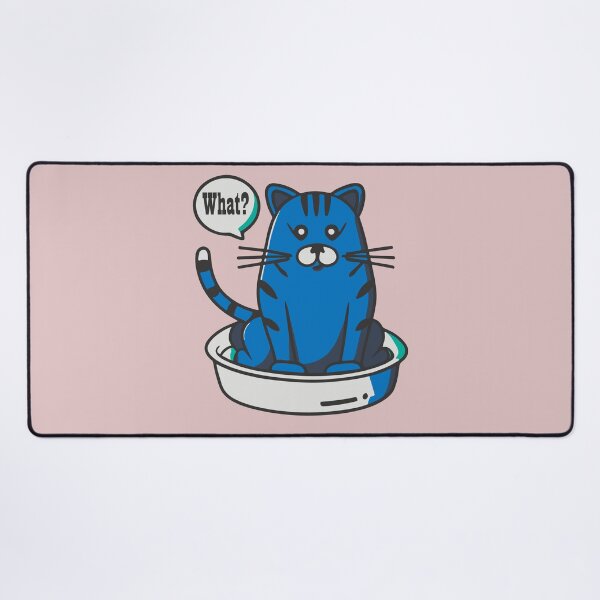 Item preview, cute and smiley black cat sitting in its cat litter box designed and sold by The  Knick Knack Nook.