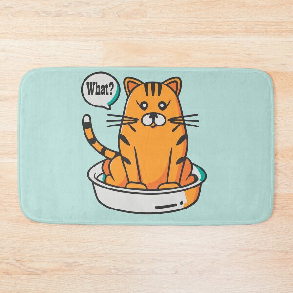 Item preview, cute and smiley black cat sitting in its cat litter box designed and sold by The  Knick Knack Nook.