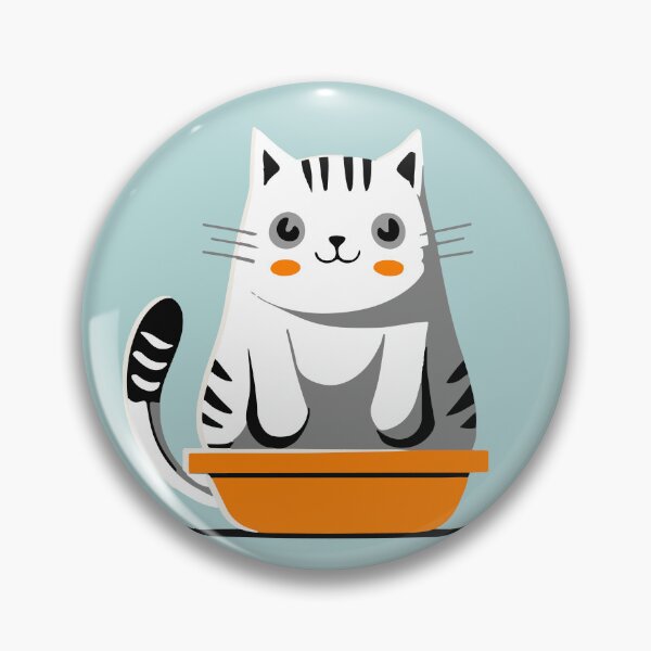 Item preview, cute and smiley black cat sitting in its cat litter box designed and sold by The  Knick Knack Nook.