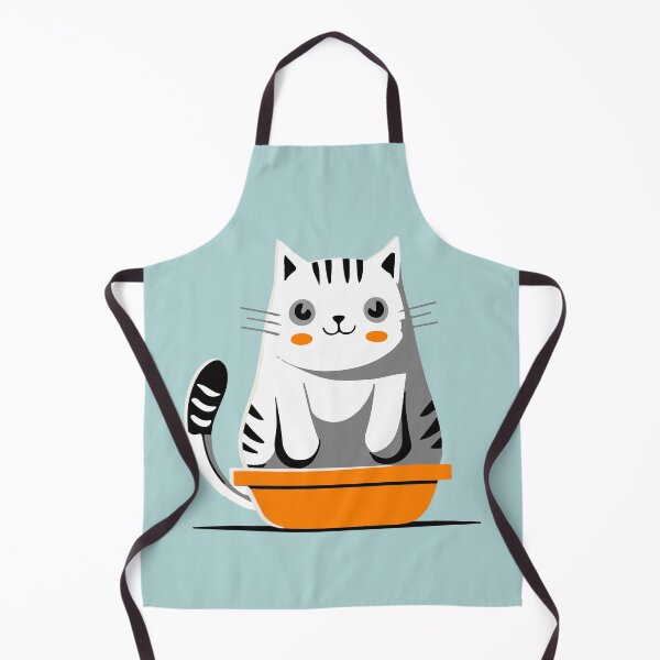 Item preview, cute and smiley black cat sitting in its cat litter box designed and sold by The Knick Knack Nook.