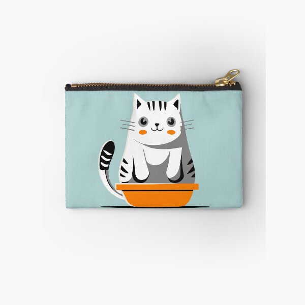 Item preview, cute and smiley black cat sitting in its cat litter box designed and sold by The  Knick Knack Nook.
