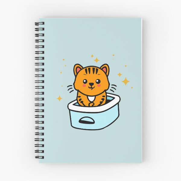 Item preview, cute and smiley black cat sitting in its cat litter box designed and sold by The  Knick Knack Nook.