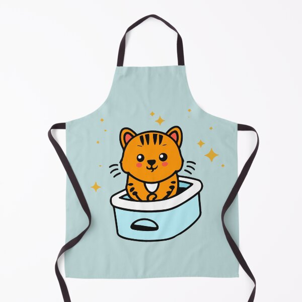 Item preview, cute and smiley black cat sitting in its cat litter box designed and sold by The Knick Knack Nook.