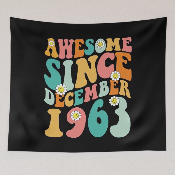 Item preview, Awesome Since December 1963 | Made In 1963 | Retro Groovy Birthday designed and sold by Christina-grich.
