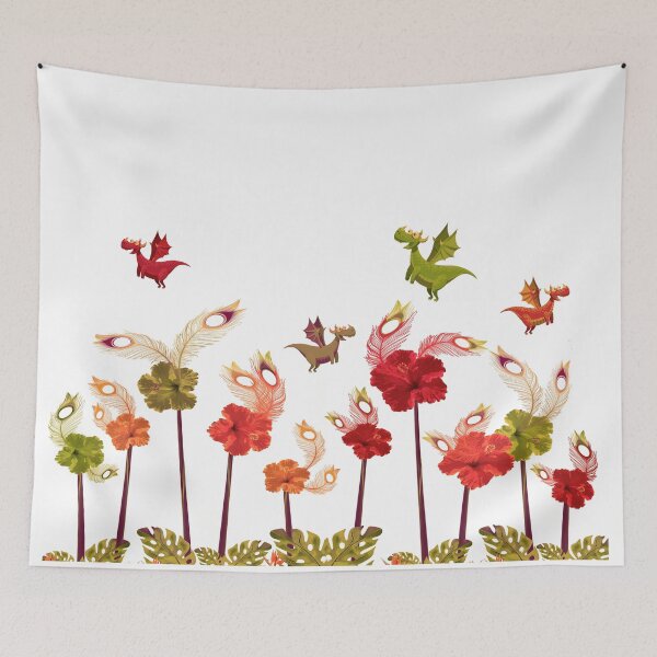 Item preview, Magical Dragon Floral Print designed and sold by carlitapeartree.