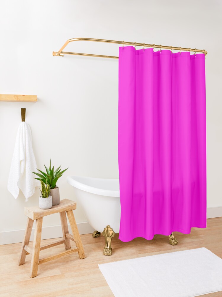 "Fluorescent Neon Hot Pink" Shower Curtain by podartist Redbubble