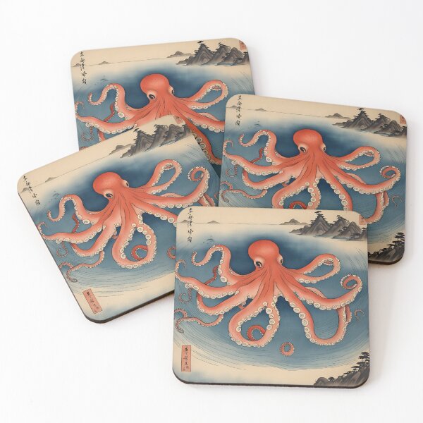 Item preview, Octopus in the Ocean done in the style Sō Shizan designed and sold by Shelley Loewnau-Jones Studio.