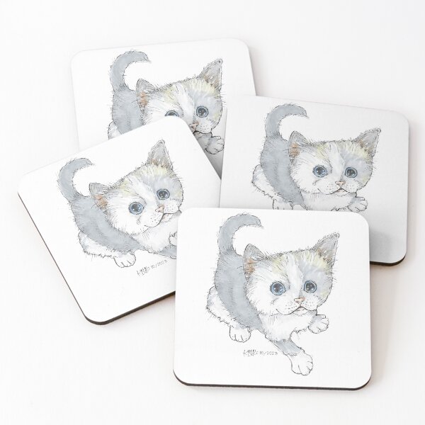 Item preview, Fluffy, wide-eyed kitten . . . hand drawn and painted by Karen Little designed and sold by Littleviews.