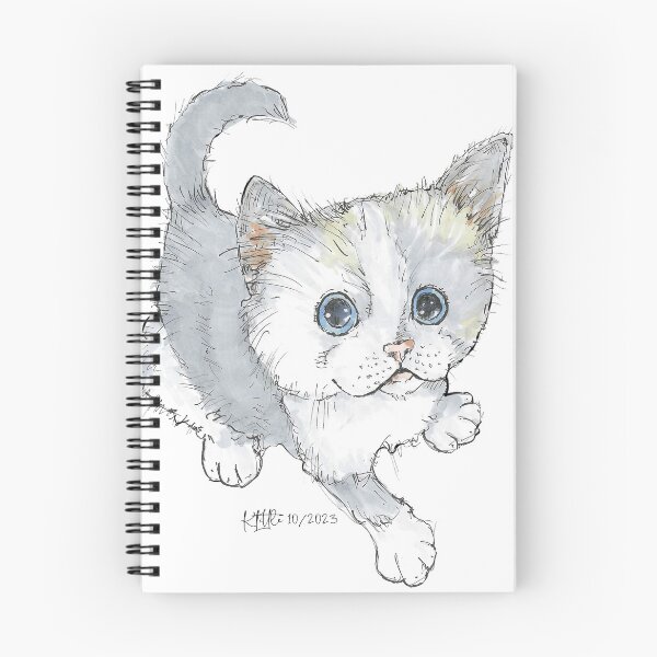Item preview, Fluffy, wide-eyed kitten . . . hand drawn and painted by Karen Little designed and sold by Littleviews.