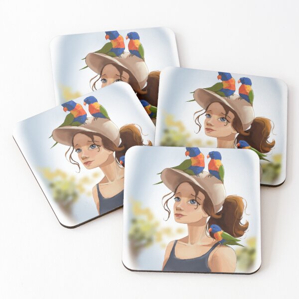 Item preview, Girl with Rainbow lorikeets  designed and sold by EllShal.