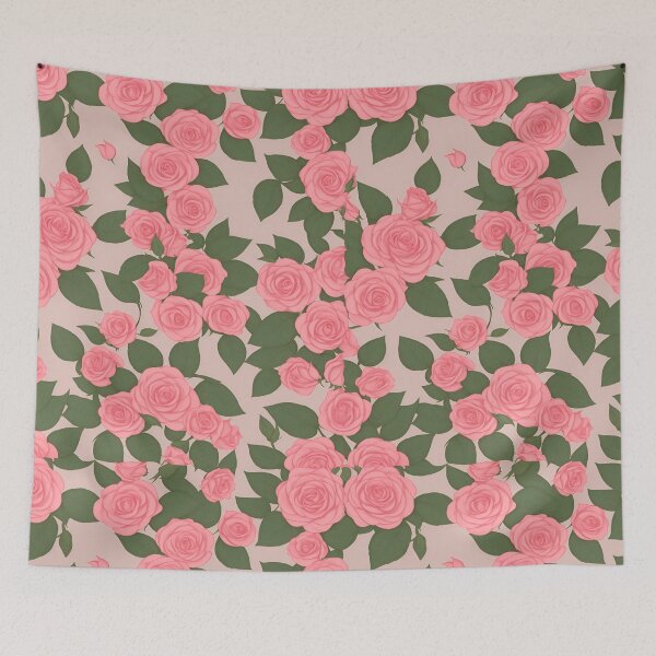 Item preview, Pink roses with green leaves Pattern designed and sold by Carlos Gudino.