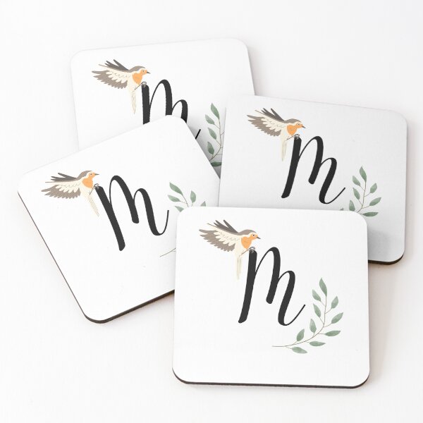 Item preview, The Letter "M" With A Robin And Green Leaves. designed and sold by LisaDesigns323.