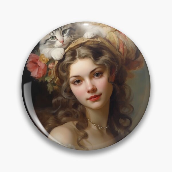 Item preview, Rococo Elegance: Girl and Cat's Playful Harmony designed and sold by DeenaDee.