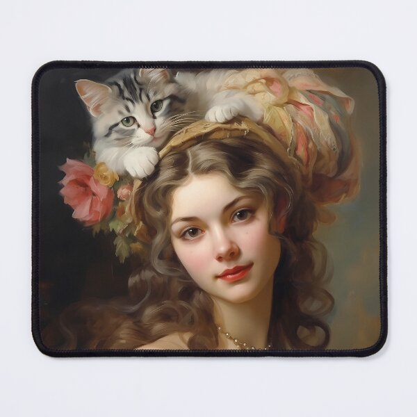 Item preview, Rococo Elegance: Girl and Cat's Playful Harmony designed and sold by DeenaDee.