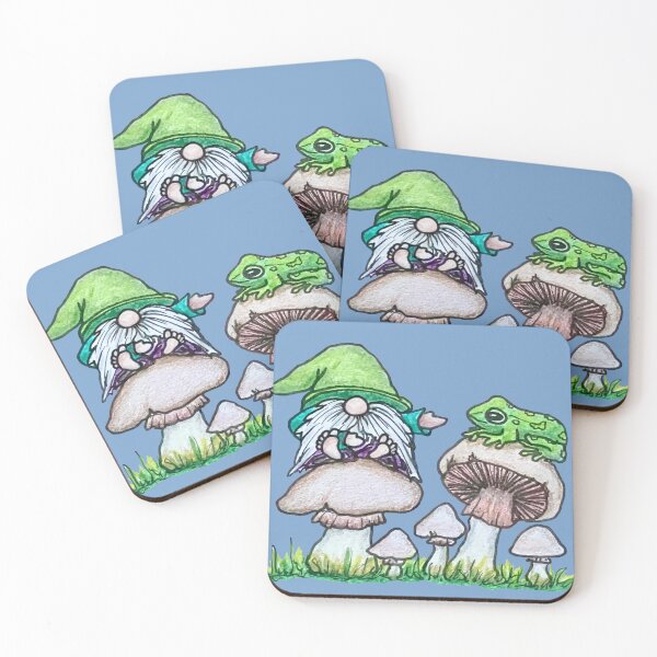 Item preview, Gnome & Frog on mushrooms designed and sold by SarahCD13.