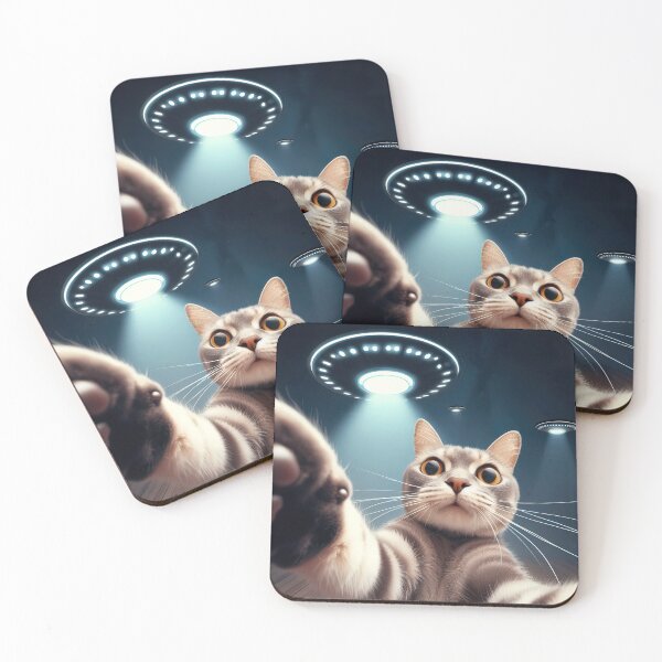 Item preview,  funny cat selfie with ufo designed and sold by ururuty.