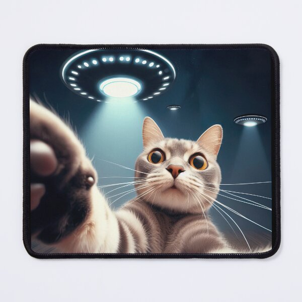 Item preview, funny cat selfie with ufo designed and sold by ururuty.