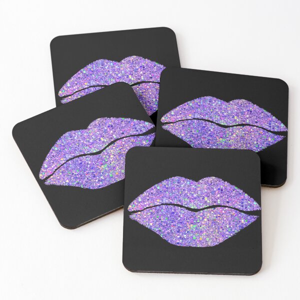 Item preview, Stardust Kiss, Purple lipstick on pouty lips, fashion art designed and sold by Glimmersmith.