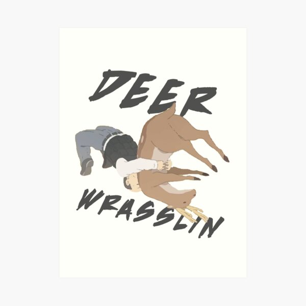Deer Wrasslin' Art Print