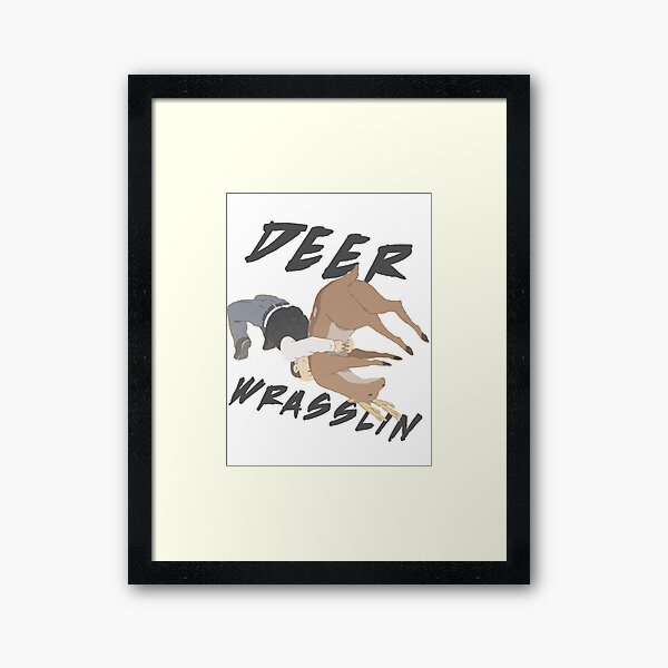 Deer Wrasslin' Framed Art Print
