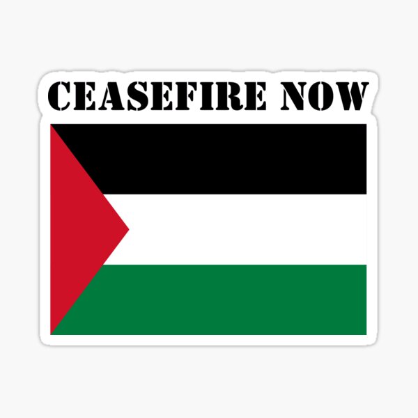 Ceasefire Now - Free Palestine with Flag Sticker