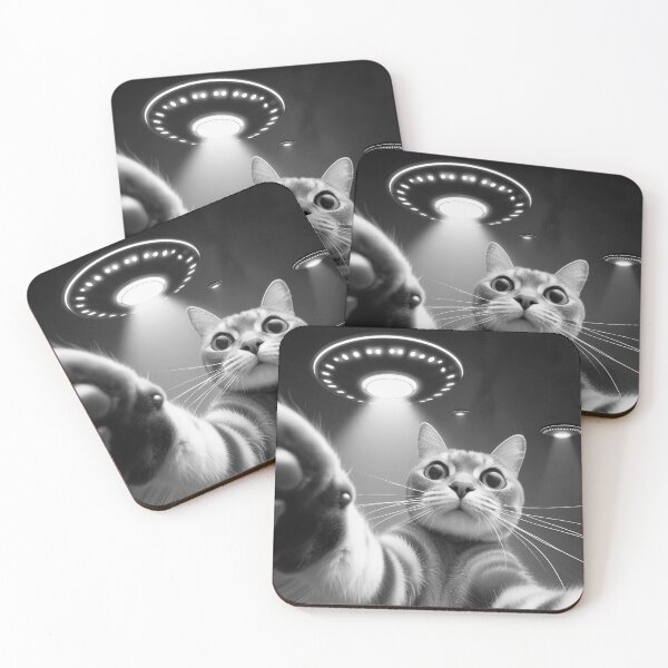 Item preview, funny cat selfie with ufo designed and sold by ururuty.