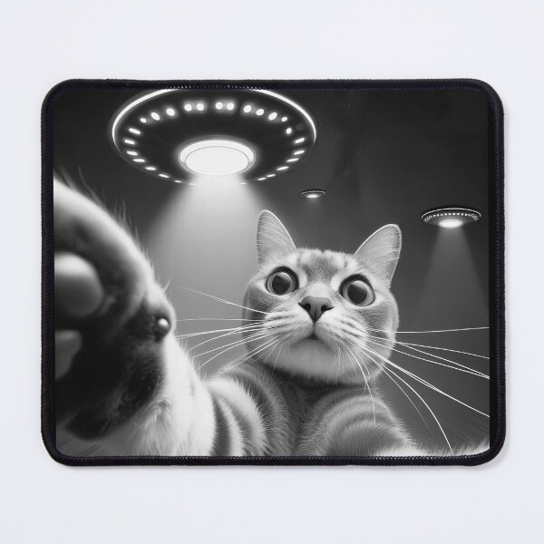 Item preview, funny cat selfie with ufo designed and sold by ururuty.