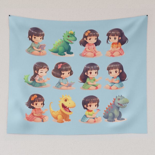 Item preview, T-shirth kids dinosaur, smiling, laughing and various simple poses  designed and sold by Nanthikan.