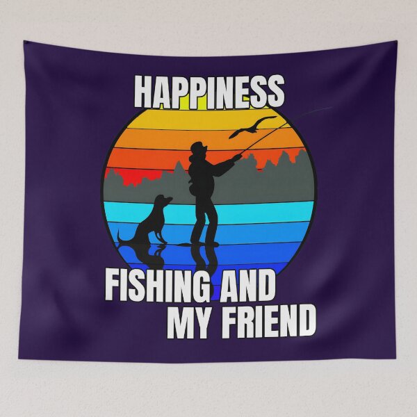 Item preview, Happiness fishing and my friend , Fishing with my dog designed and sold by ratchawoot.