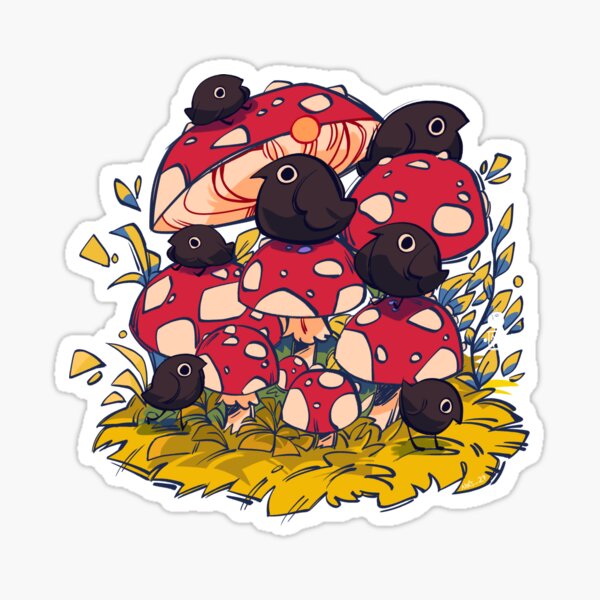 Crows in mushrooms Sticker
