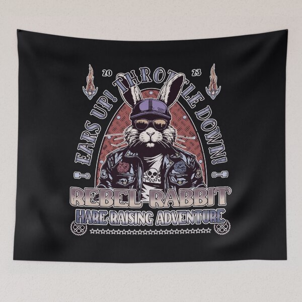Item preview, Ears Up Throttle Down Rebel Rabbit Hare Raising Adventure Biker Bunny designed and sold by CRHPOD20.