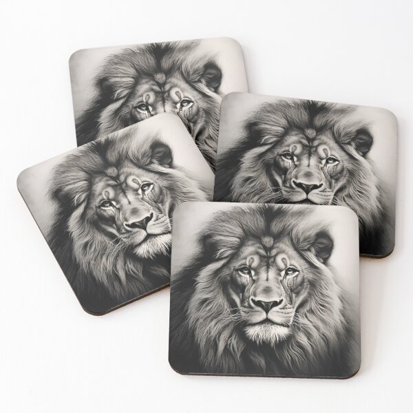 Item preview, gray scale pencil sketch of a lion designed and sold by dcrc.