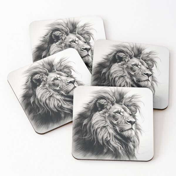Item preview, gray scale pencil sketch of a lion designed and sold by dcrc.