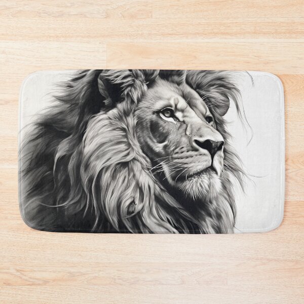 Item preview, gray scale pencil sketch of a lion designed and sold by dcrc.