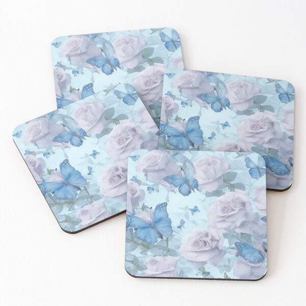 Item preview, White roses and butterflies in pastel tone designed and sold by pongthep-ks.