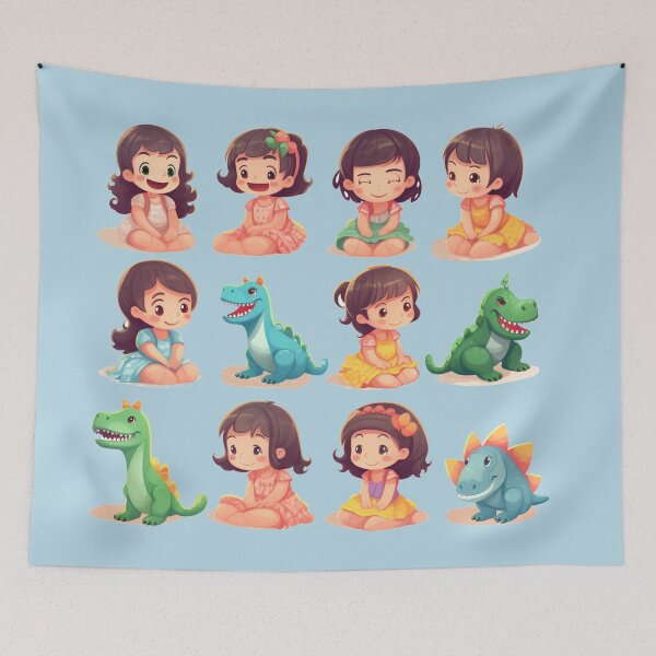 Item preview, T-shirth kids dinosaur, smiling, laughing and various simple poses  designed and sold by Nanthikan.