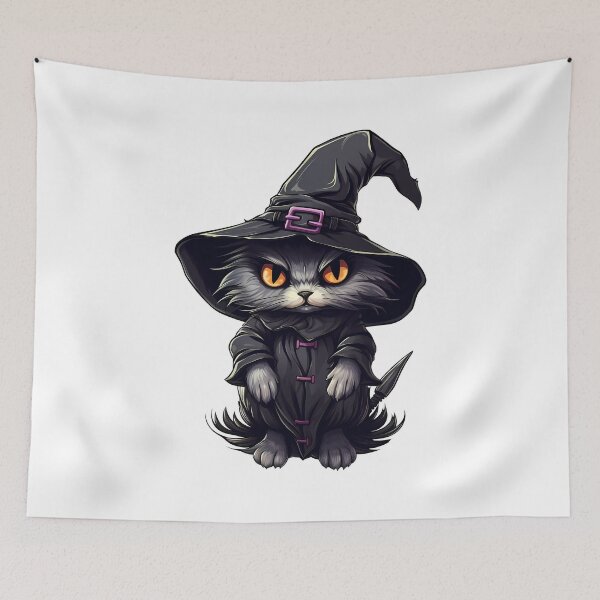 Item preview, Halloween Witch Cat: Enchanting Feline Magic for Spooky Nights designed and sold by hamishby.
