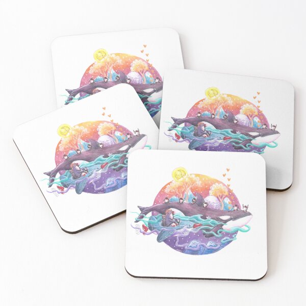 Item preview, Penguins travel on a orca island across a colourful starry sky designed and sold by PenguinGirl-Art.