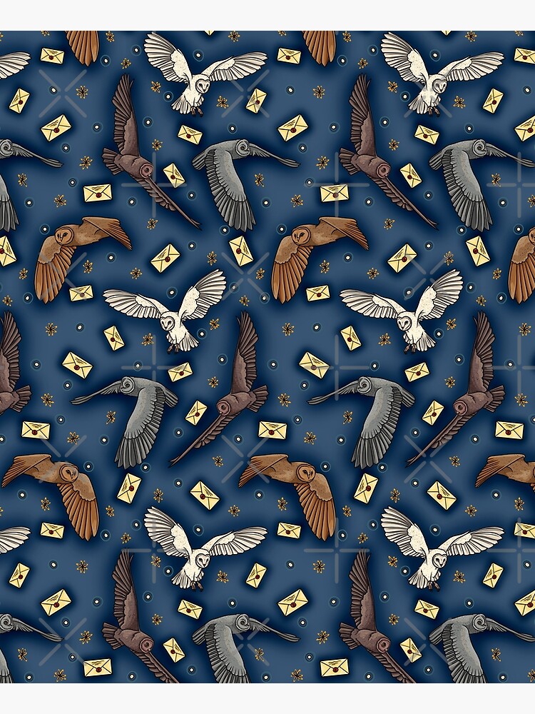Thumbnail 6 of 6, Apron, Owl Post Blue (Dark) designed and sold by smoothfoxill.